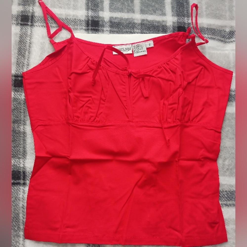 Y2K 2001! New Deadstock Newport News "Bra" Babydoll Top, Spaghetti Straps Red